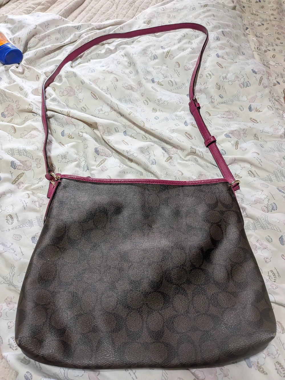 Coach Brown Crossbody Bag with Pink Trim